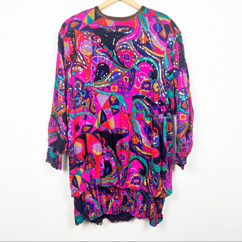 Vintage Judith Ann Lillie Rubin sequin batwing kaftan dress large